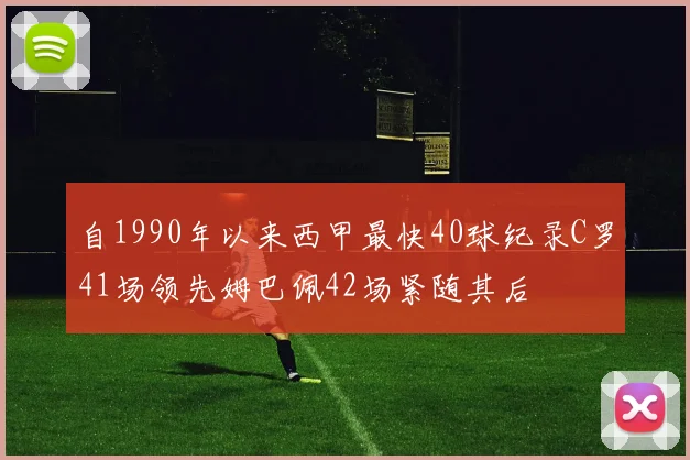 自1990年以来西甲最快40球纪录C罗41场领先姆巴佩42场紧随其后